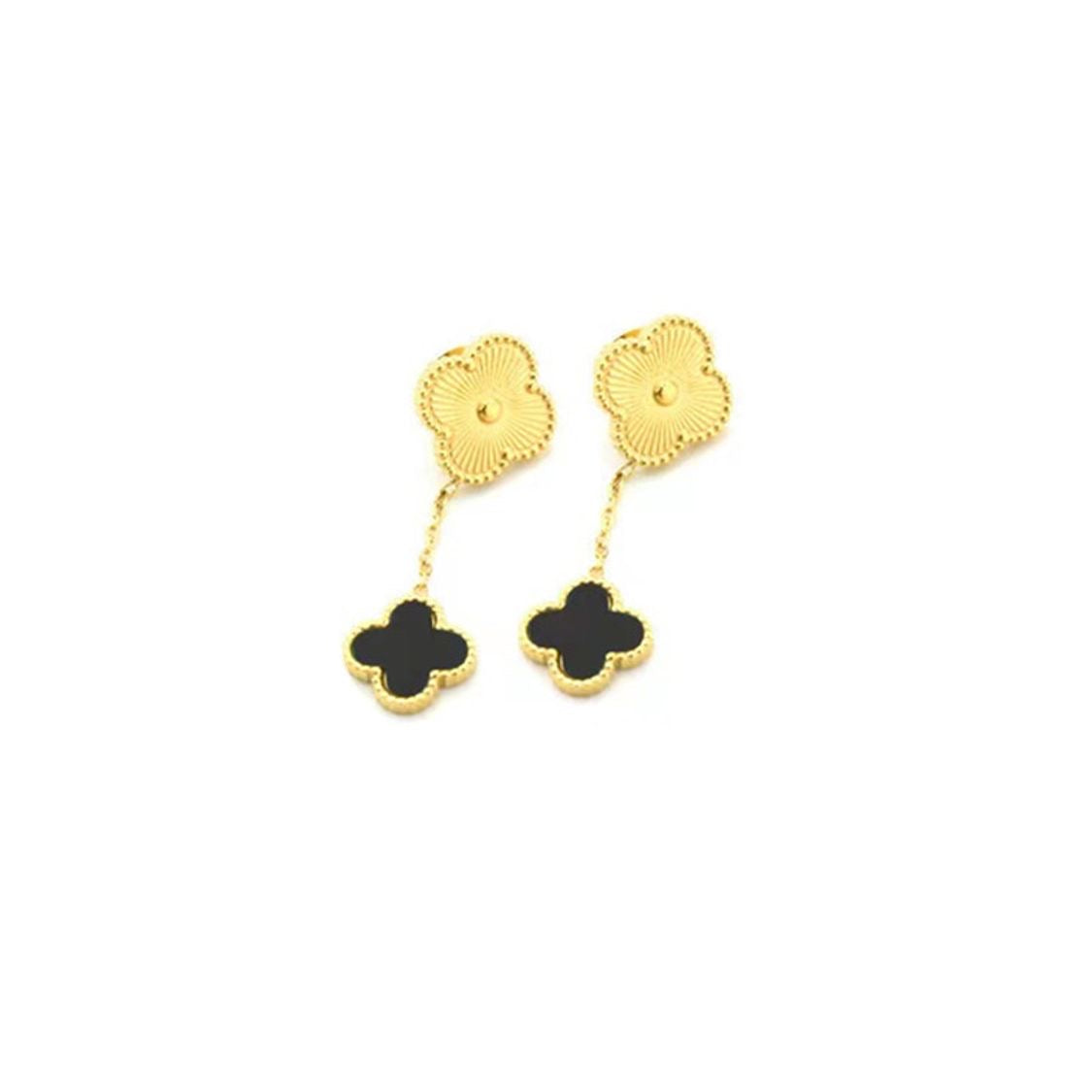 Double black clover earrings