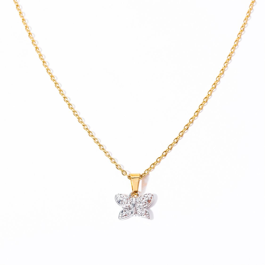 Two tone butterfly necklace