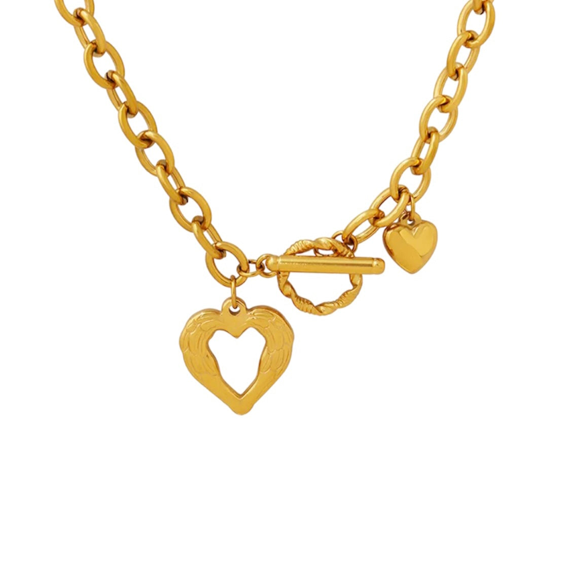 Gold retro heart necklace