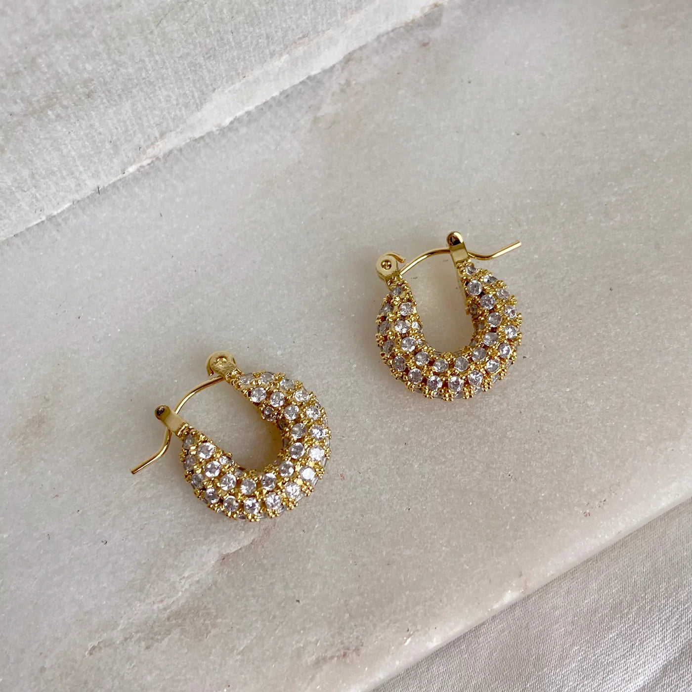 Gold zircon hoops