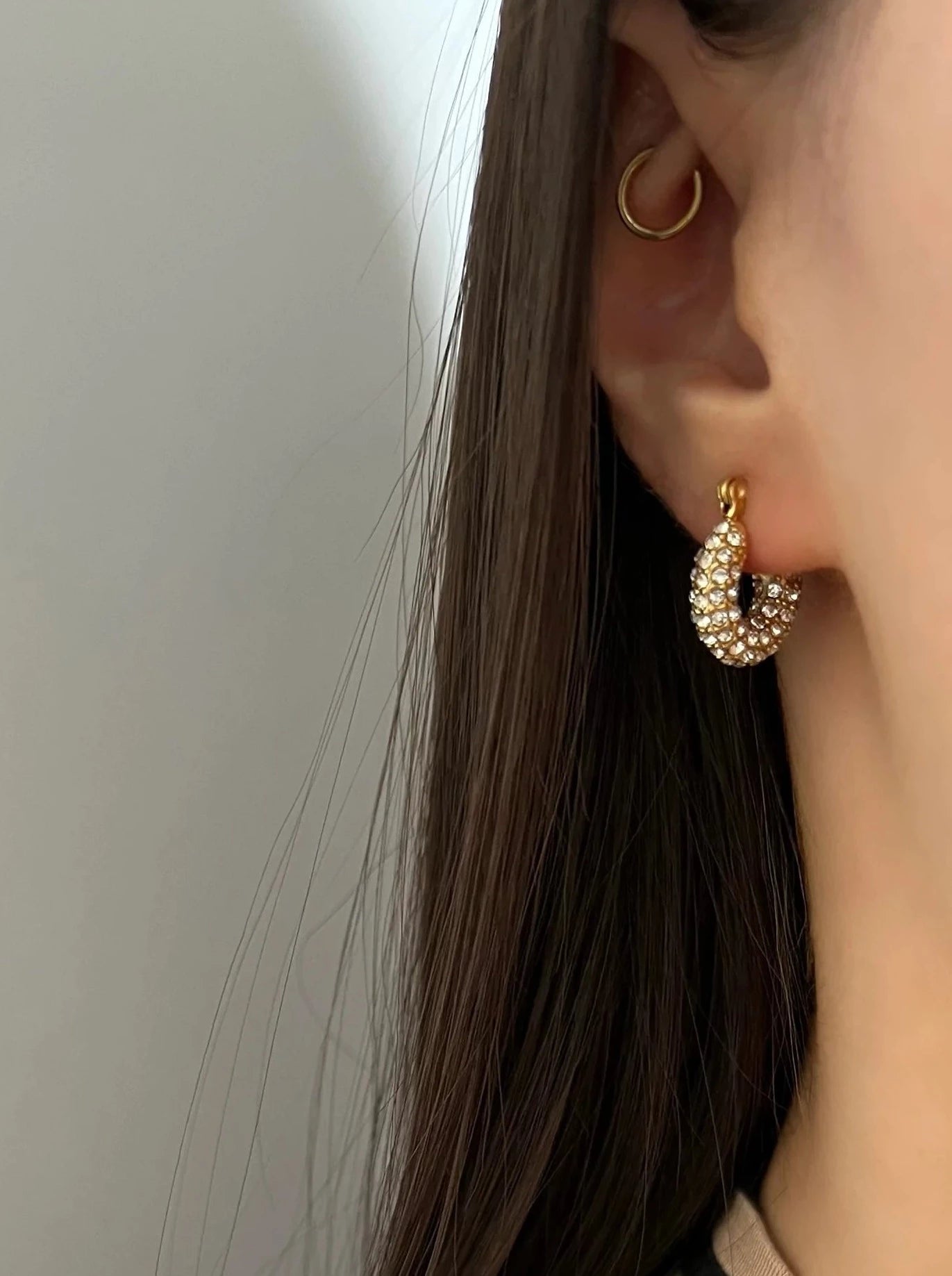 Gold zircon hoops