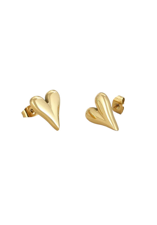 Golden hearts stud earrings